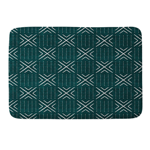 Little Arrow Design Co mud cloth tile dark teal Memory Foam Bath Mat