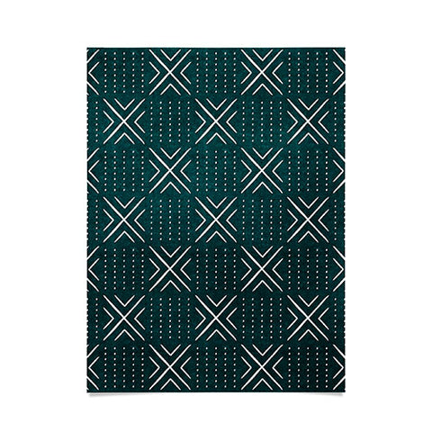 Little Arrow Design Co mud cloth tile dark teal Poster