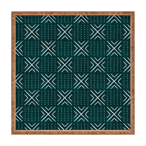 Little Arrow Design Co mud cloth tile dark teal Square Tray