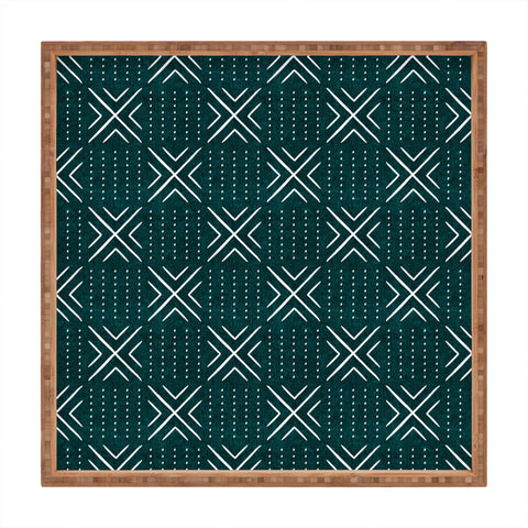 Little Arrow Design Co mud cloth tile dark teal Square Tray