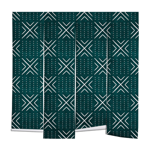 Little Arrow Design Co mud cloth tile dark teal Wall Mural