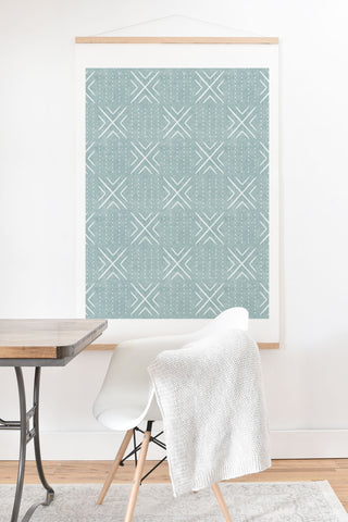 Little Arrow Design Co mud cloth tile dusty blue Art Print And Hanger
