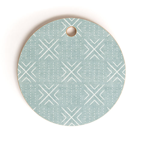 Little Arrow Design Co mud cloth tile dusty blue Cutting Board Round