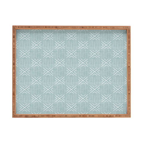 Little Arrow Design Co mud cloth tile dusty blue Rectangular Tray