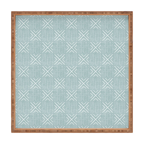 Little Arrow Design Co mud cloth tile dusty blue Square Tray