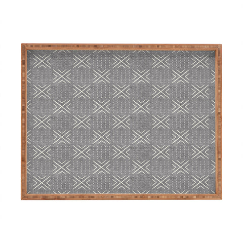 Little Arrow Design Co mud cloth tile gray Rectangular Tray