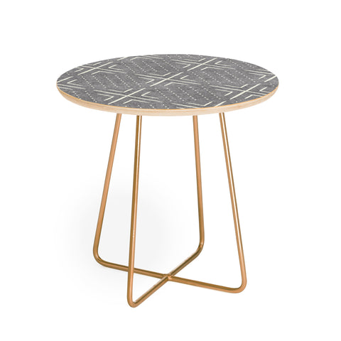 Little Arrow Design Co mud cloth tile gray Round Side Table