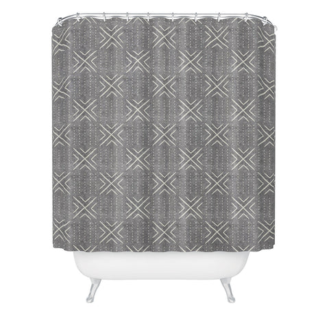 Little Arrow Design Co mud cloth tile gray Shower Curtain