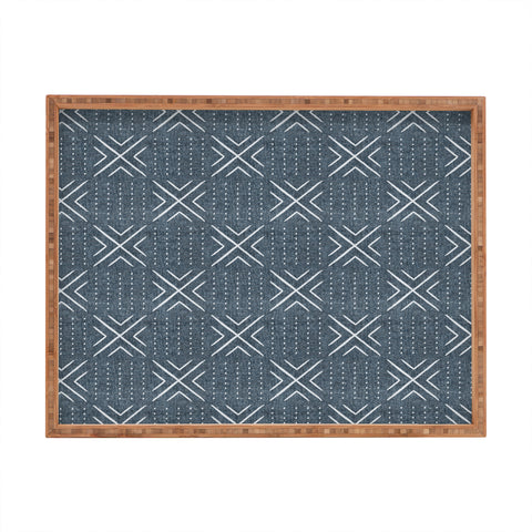 Little Arrow Design Co mud cloth tile navy Rectangular Tray
