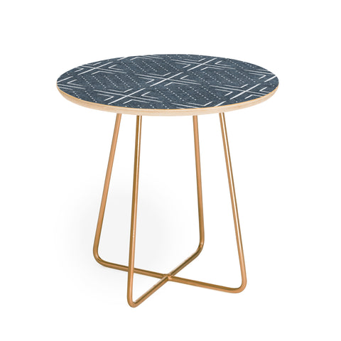 Little Arrow Design Co mud cloth tile navy Round Side Table