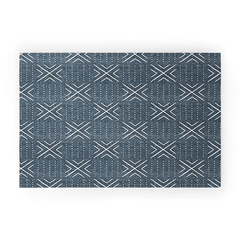 Little Arrow Design Co mud cloth tile navy Welcome Mat
