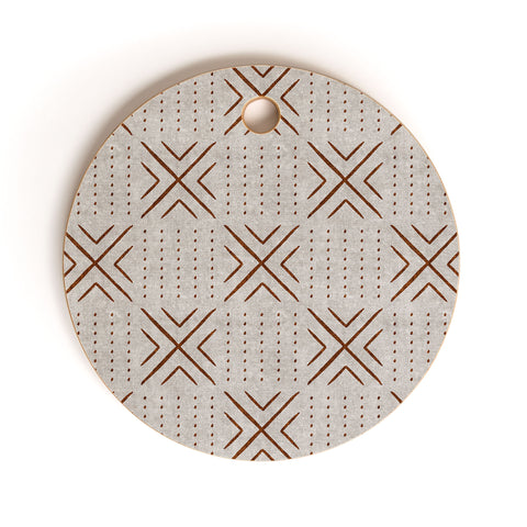 Little Arrow Design Co mud cloth tile stone rust Cutting Board Round