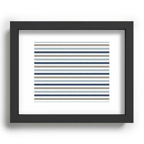 Little Arrow Design Co multi blue linen stripes Recessed Framing Rectangle
