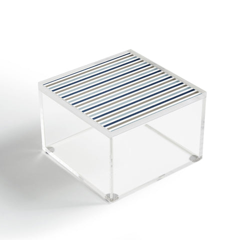 Little Arrow Design Co multi blue linen stripes Acrylic Box