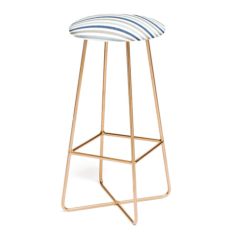 Little Arrow Design Co multi blue linen stripes Bar Stool