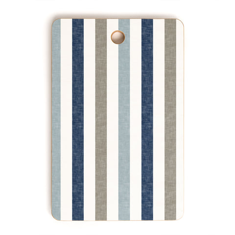 Little Arrow Design Co multi blue linen stripes Cutting Board Rectangle