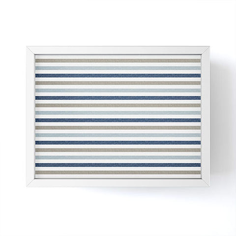Little Arrow Design Co multi blue linen stripes Framed Mini Art Print