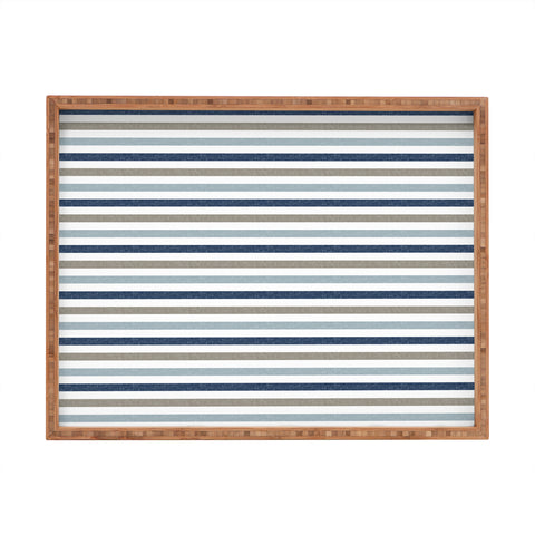 Little Arrow Design Co multi blue linen stripes Rectangular Tray