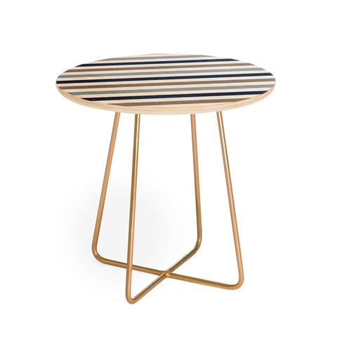 Little Arrow Design Co multi blue linen stripes Round Side Table