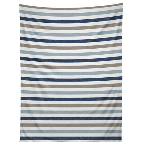 Little Arrow Design Co multi blue linen stripes Tapestry