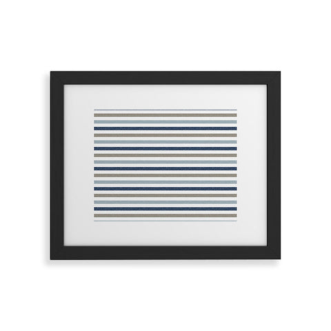 Little Arrow Design Co multi blue linen stripes Framed Art Print