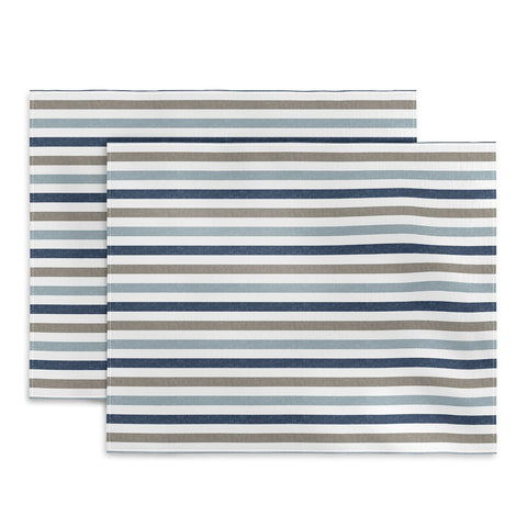 Little Arrow Design Co multi blue linen stripes Placemat