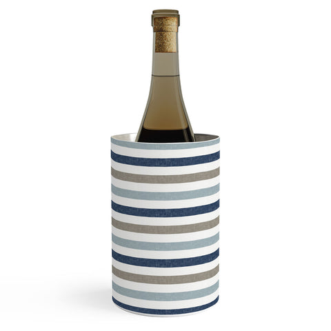 Little Arrow Design Co multi blue linen stripes Wine Chiller