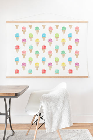 Little Arrow Design Co multi colored single scoop ice cream Art Print And Hanger