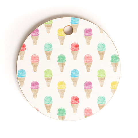 Little Arrow Design Co multi colored single scoop ice cream Cutting Board Round