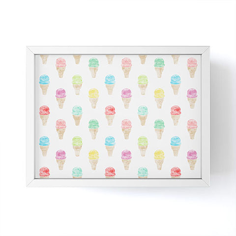 Little Arrow Design Co multi colored single scoop ice cream Framed Mini Art Print