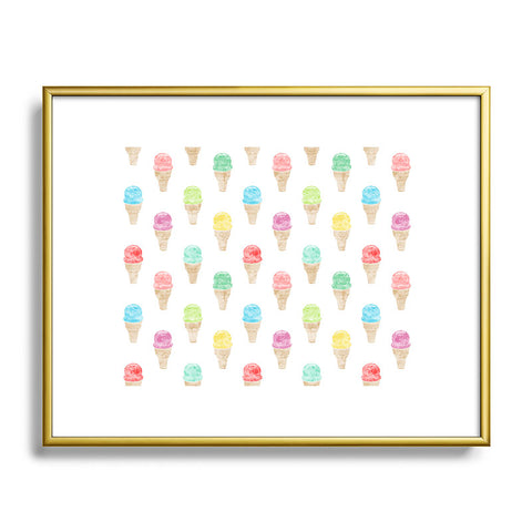 Little Arrow Design Co multi colored single scoop ice cream Metal Framed Art Print