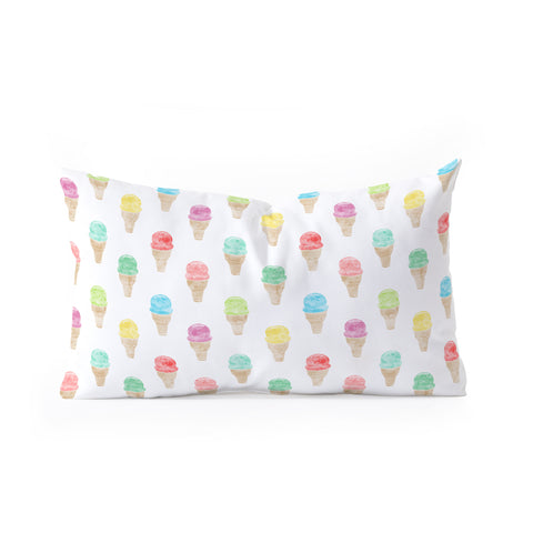 Little Arrow Design Co multi colored single scoop ice cream Oblong Throw Pillow