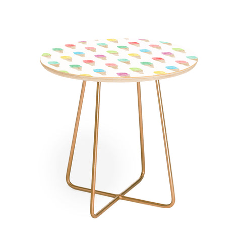 Little Arrow Design Co multi colored single scoop ice cream Round Side Table