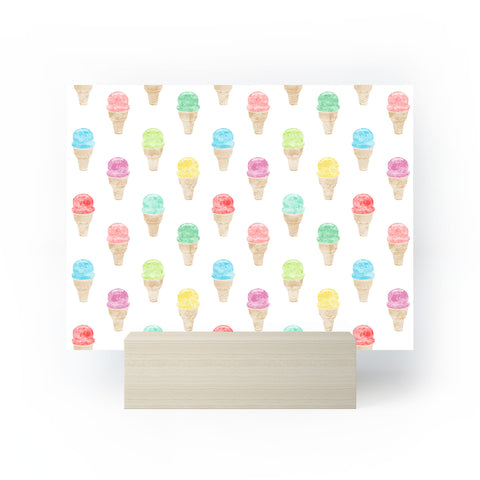 Little Arrow Design Co multi colored single scoop ice cream Mini Art Print