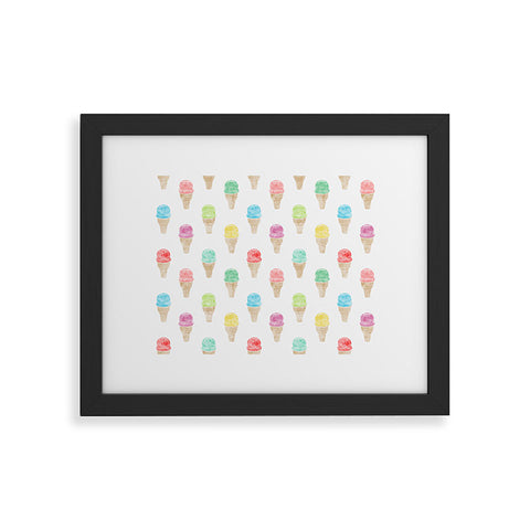 Little Arrow Design Co multi colored single scoop ice cream Framed Art Print