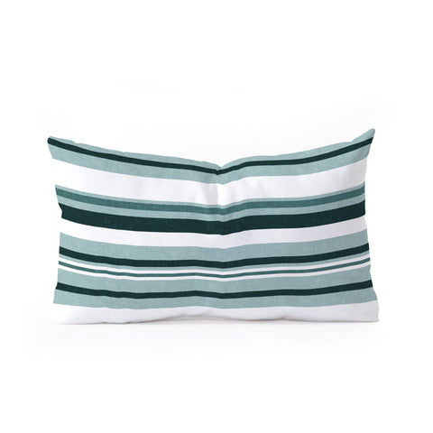 Little Arrow Design Co multi stripe dark teal Oblong Throw Pillow