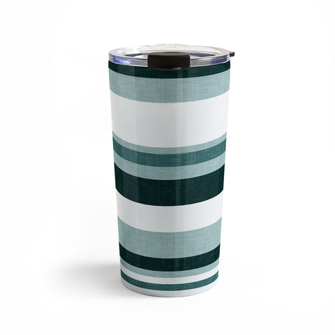 Little Arrow Design Co multi stripe dark teal Travel Mug