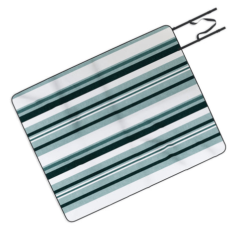 Little Arrow Design Co multi stripe dark teal Picnic Blanket