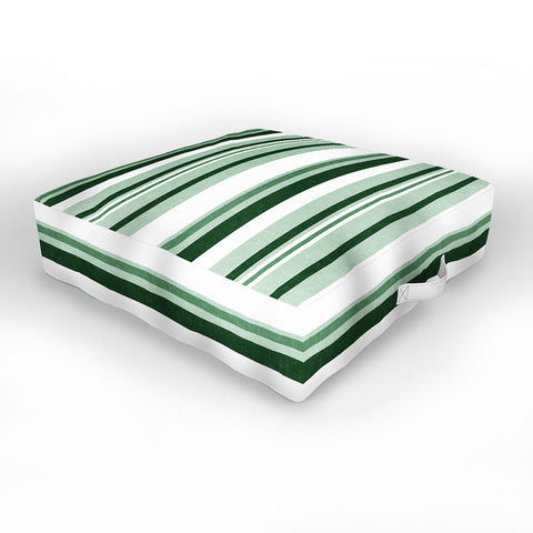 Little Arrow Design Co multi stripe seafoam green Outdoor Floor Cushion