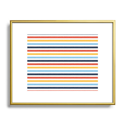 Little Arrow Design Co multi stripes Metal Framed Art Print