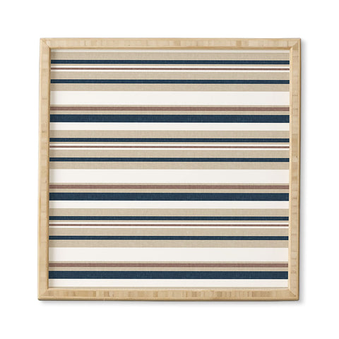 Little Arrow Design Co multi stripes tan blue Framed Wall Art