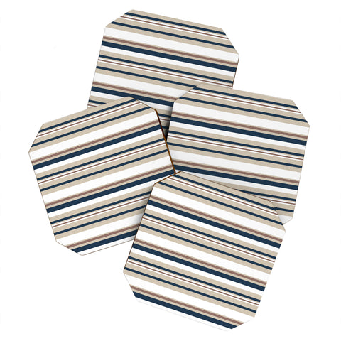 Little Arrow Design Co multi stripes tan blue Coaster Set