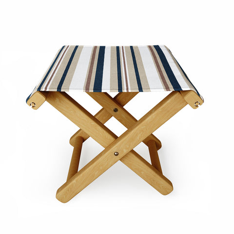 Little Arrow Design Co multi stripes tan blue Folding Stool
