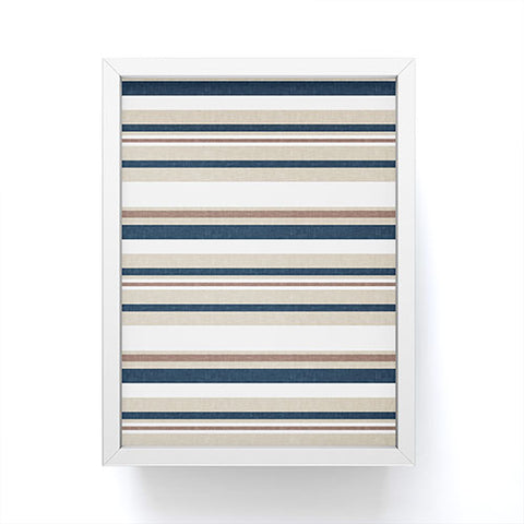 Little Arrow Design Co multi stripes tan blue Framed Mini Art Print