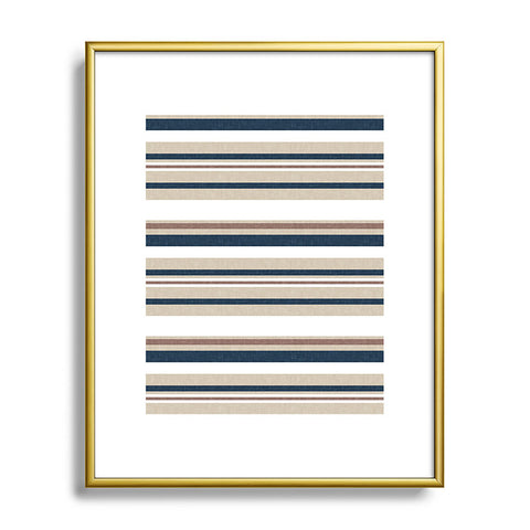 Little Arrow Design Co multi stripes tan blue Metal Framed Art Print