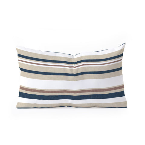 Little Arrow Design Co multi stripes tan blue Oblong Throw Pillow