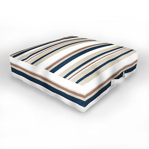 Little Arrow Design Co multi stripes tan blue Outdoor Floor Cushion