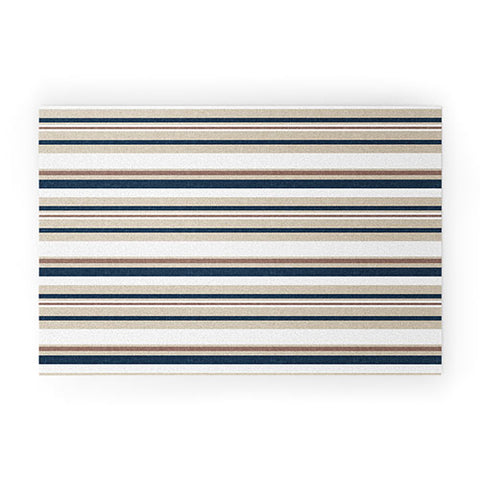 Little Arrow Design Co multi stripes tan blue Welcome Mat