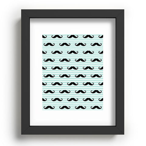 Little Arrow Design Co mustaches on blue stripes Recessed Framing Rectangle