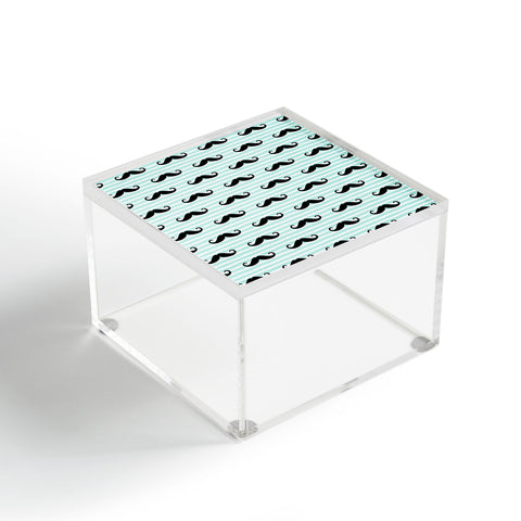 Little Arrow Design Co mustaches on blue stripes Acrylic Box